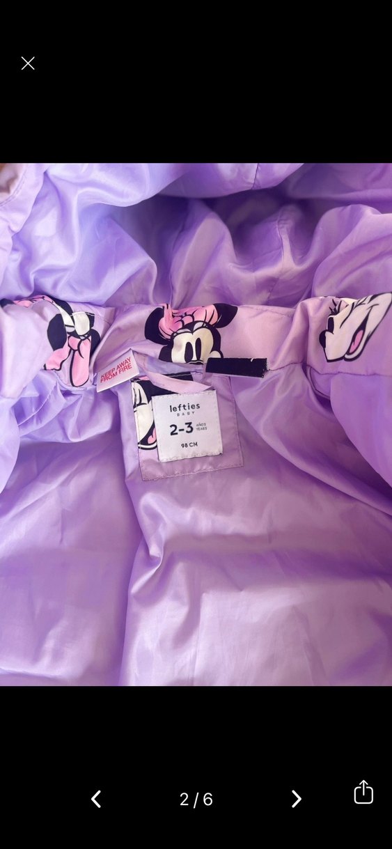 Kız Çocuk Mor Minnie Mouse Kapüşonlu Mont - Görsel 2