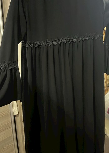 Nakış Detaylı Siyah Uzun Goth Elbise - Görsel 5