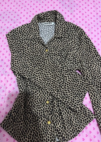 Düğmeli Leopar Desenli Kadın Gömlek - Görsel 2