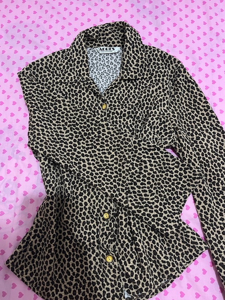 Düğmeli Leopar Desenli Kadın Gömlek - Görsel 2