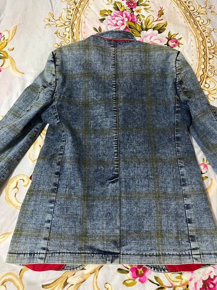 Gri Batik Desenli Denim Erkek Ceket - Görsel 2