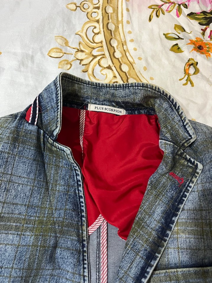 Gri Batik Desenli Denim Erkek Ceket - Görsel 3