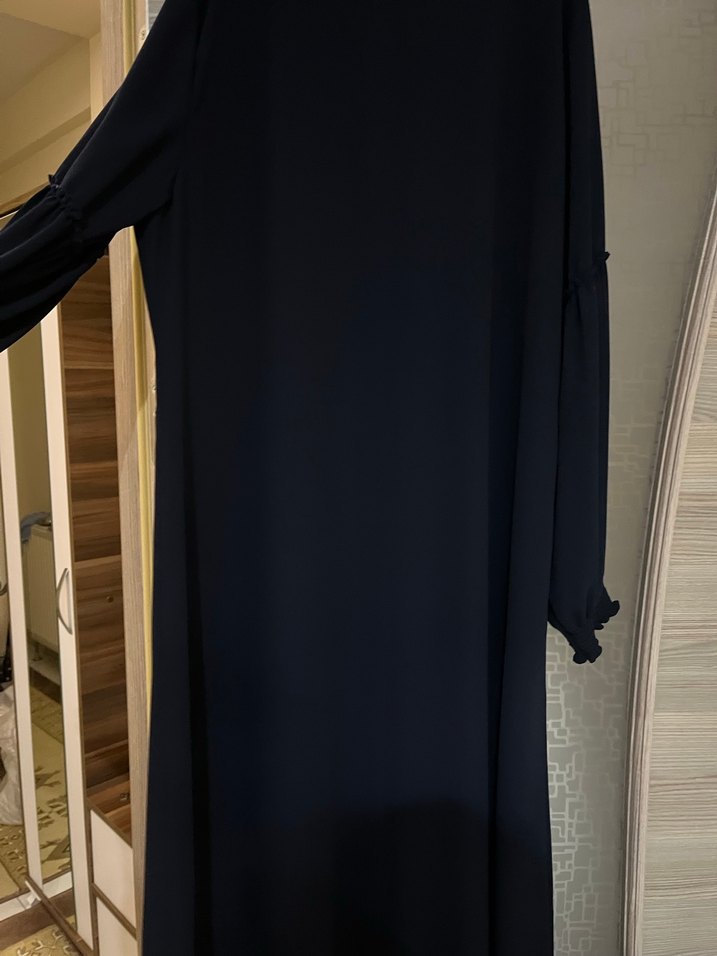 Nakışlı Püsküllü Siyah Uzun Elbise ferace - Görsel 2