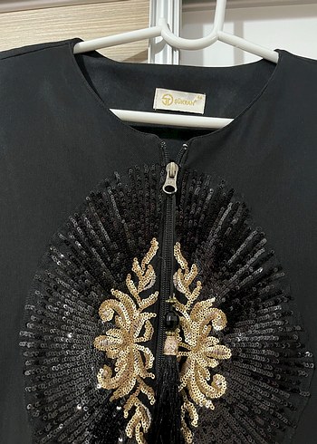 Siyah Nakışlı Püsküllü Uzun Kadın Elbise şükran marka - Görsel 2