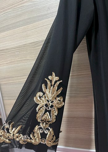 Siyah Nakışlı Püsküllü Uzun Kadın Elbise şükran marka - Görsel 4