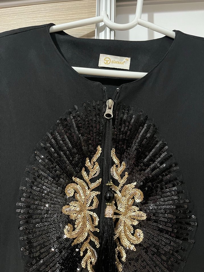 Siyah Nakışlı Püsküllü Uzun Kadın Elbise şükran marka - Görsel 2