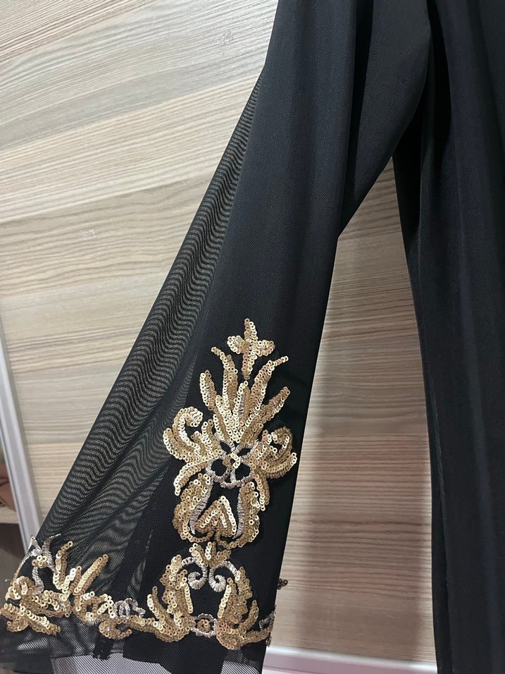 Siyah Nakışlı Püsküllü Uzun Kadın Elbise şükran marka - Görsel 4