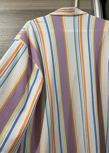 Renkli Pilili Uzun Kadın Kimono - Görsel 5