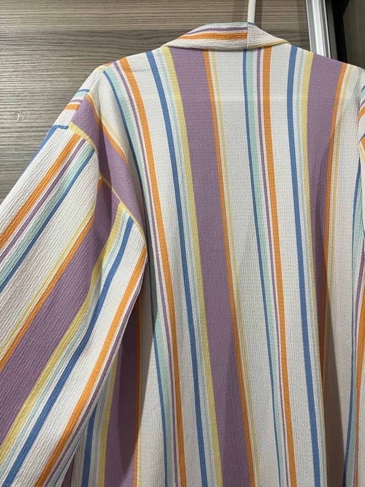 Renkli Pilili Uzun Kadın Kimono - Görsel 5