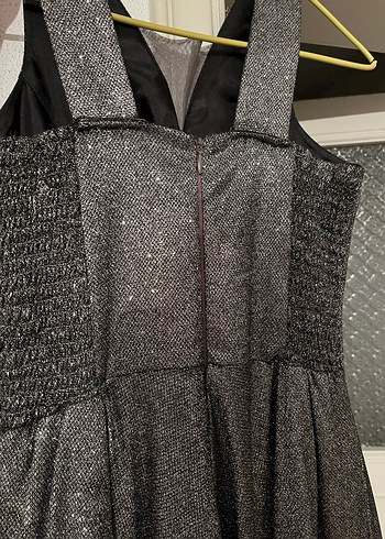 Drapeli Gri Uzun Abiye Elbise - Görsel 4