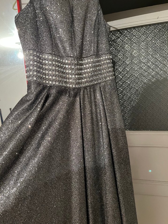 Drapeli Gri Uzun Abiye Elbise - Görsel 2