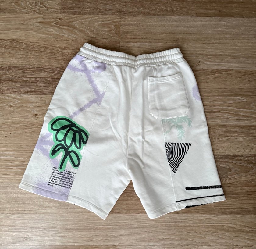 Zara orijinal Beyaz Baskılı Pamuklu Erkek Bermuda Şort - Görsel 2