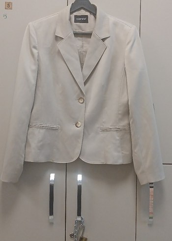 Bej Düğmeli Blazer Ceket - Görsel 2