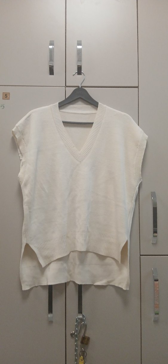 Kadın V Yaka Beyaz Triko Süveter - Görsel 2