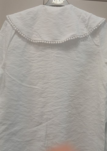 Düğmeli Yakalı Beyaz Keten Kadın Gömlek - Görsel 6