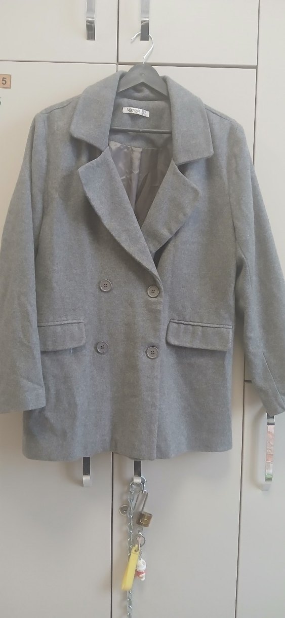 Gri Kadın Midi Keten Ceket - Görsel 2