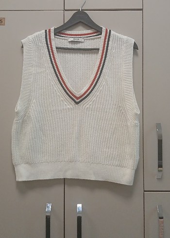 V Yaka Triko Kadın Süveter - Görsel 3