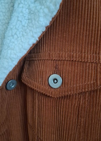 Düğmeli Kahverengi Kadın Kadife Vintage Ceket - Görsel 2