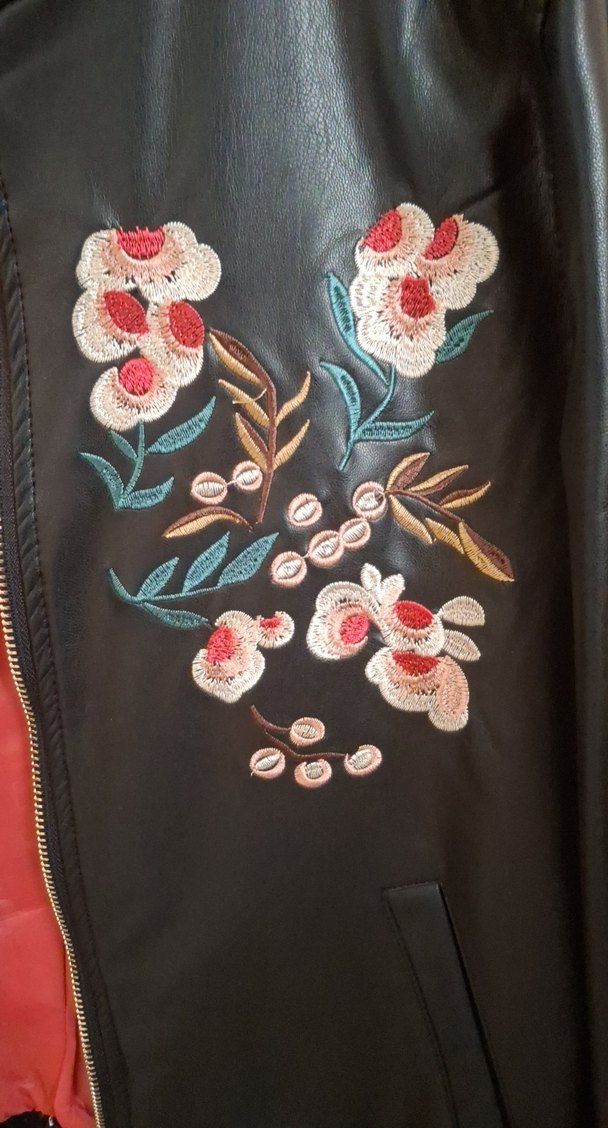 Nakışlı Siyah Deri Ceket - Görsel 2