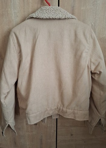 Bej Kadın Kadife Düğmeli Kısa Ceket - Görsel 5