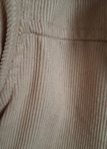 Bej Kadın Kadife Düğmeli Kısa Ceket - Görsel 6