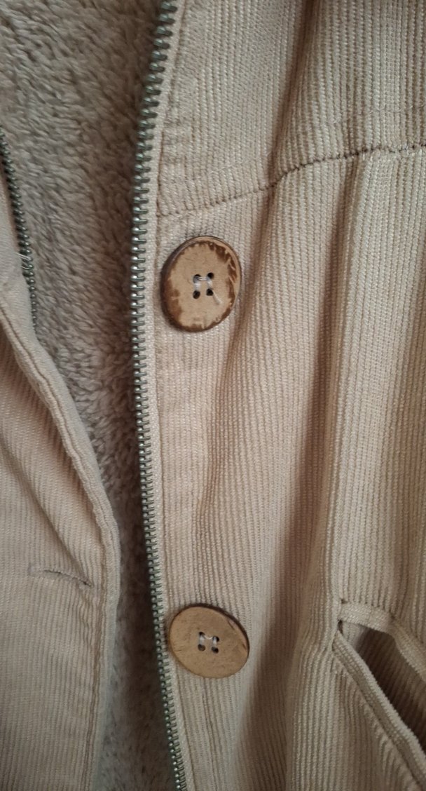 Bej Kadın Kadife Düğmeli Kısa Ceket - Görsel 2