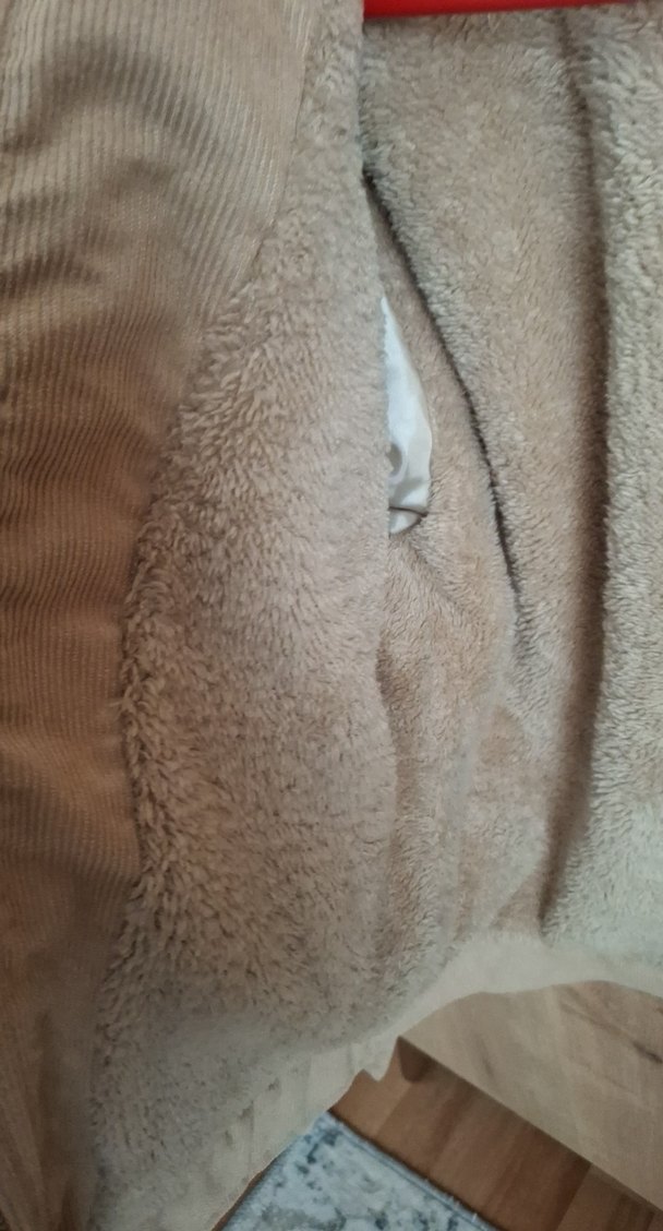 Bej Kadın Kadife Düğmeli Kısa Ceket - Görsel 3