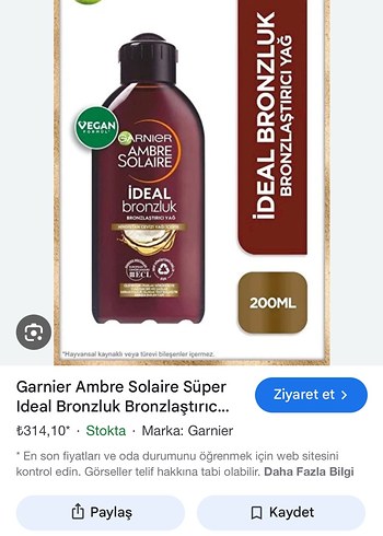 Garnier Ambre Solaire İdeal Bronzluk Yağı - Görsel 2