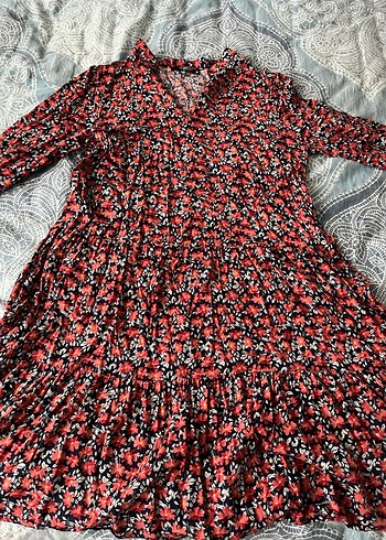 Kırmızı Desenli Bohem Hamile Tunik - Görsel 2