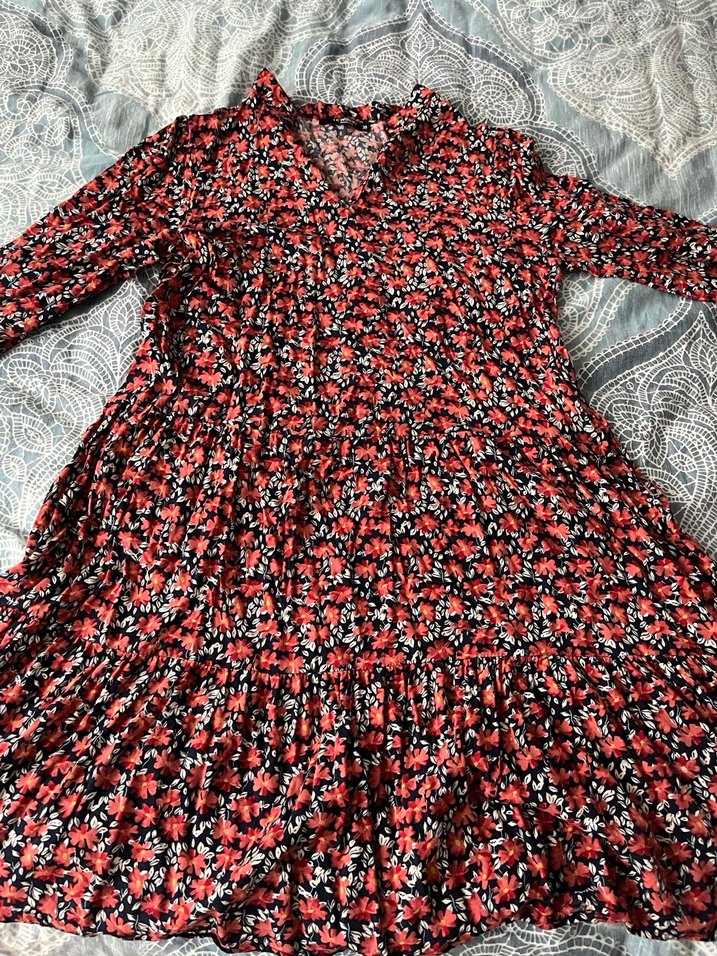 Kırmızı Desenli Bohem Hamile Tunik - Görsel 2