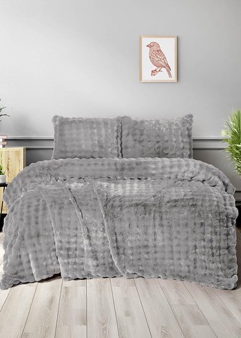 Merinos Diamond Serisi Gri Kareli Yumuşak Set - Görsel 5