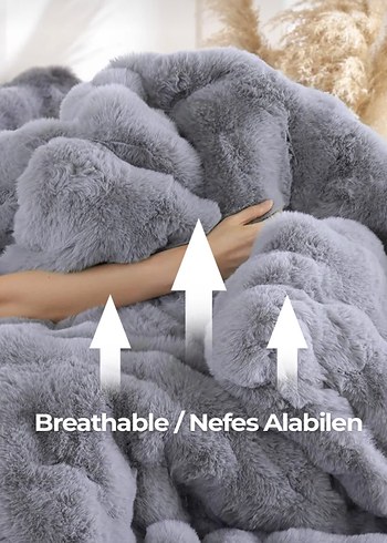 Merinos Diamond Serisi Gri Kareli Yumuşak Set - Görsel 4