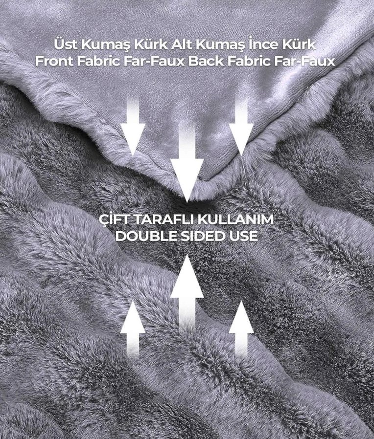 Merinos Diamond Serisi Gri Kareli Yumuşak Set - Görsel 3