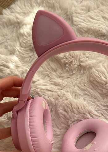 Pembe Kedi Kulaklı Kablosuz Kulaklık IŞIKLI LEDLİ - Görsel 5