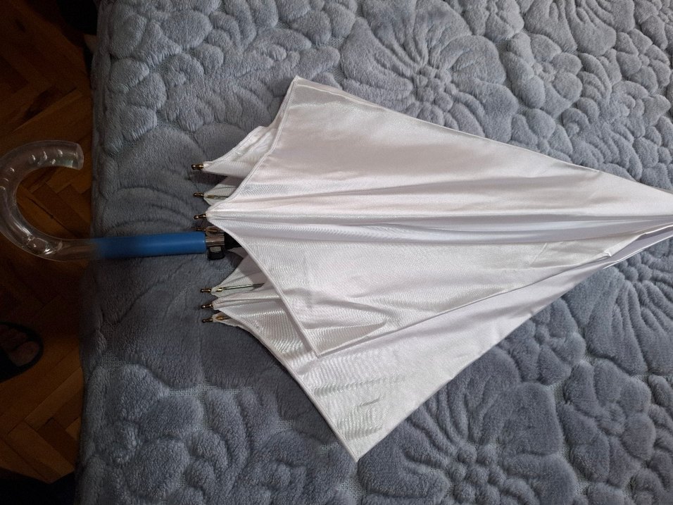 Beyaz Saten Kadın Şemsiye - Görsel 2