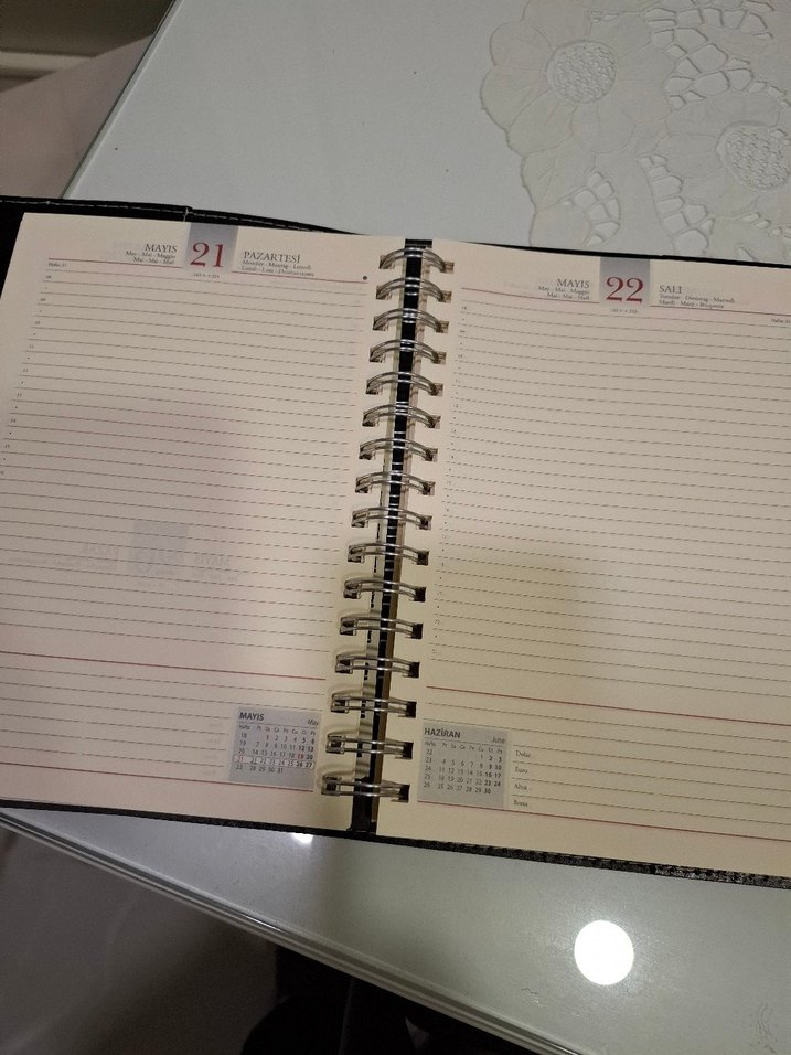 Siyah deri detaylı hesap makinalı spiralli eski tarihli Ajanda - Görsel 5