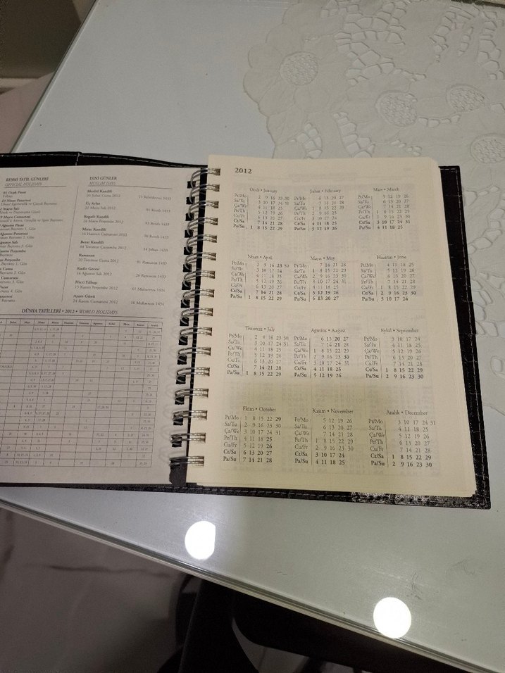 Siyah deri detaylı hesap makinalı spiralli eski tarihli Ajanda - Görsel 4