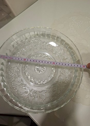 İşlemeli Desenli Vintage Cam Servis Tabağı - Görsel 2