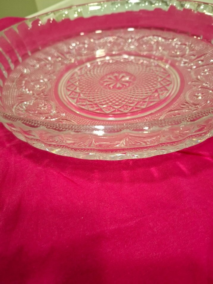 İşlemeli Desenli Vintage Cam Servis Tabağı - Görsel 5