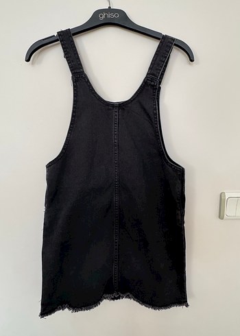 Siyah Askılı Kemerli Denim Midi Tulum - Görsel 4