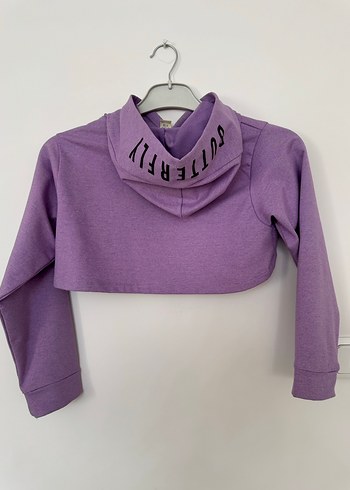 Kelebek Baskılı Straplez Elbise ve Mor Kapüşonlu Bolero - Görsel 7