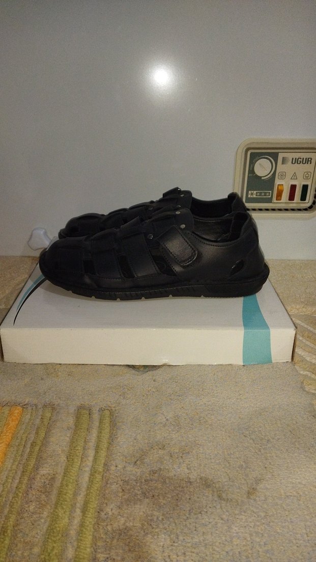 Siyah Erkek Kemerli Kauçuk Sandalet - Görsel 2