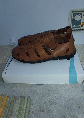 Kahverengi Deri Tokalı Erkek Sandalet - Görsel 2