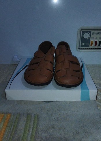 Kahverengi Deri Tokalı Erkek Sandalet - Görsel 4