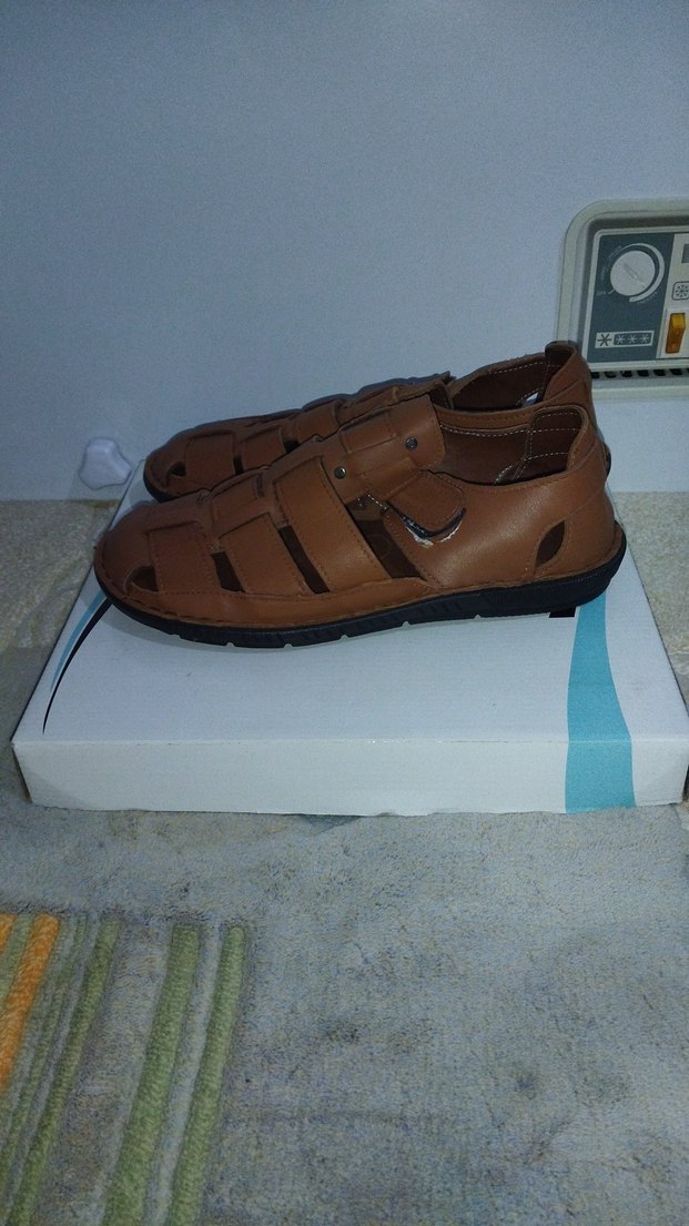 Kahverengi Deri Tokalı Erkek Sandalet - Görsel 2