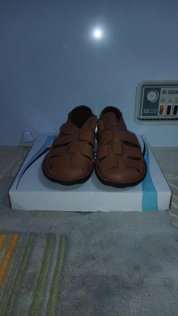 Kahverengi Deri Tokalı Erkek Sandalet - Görsel 4