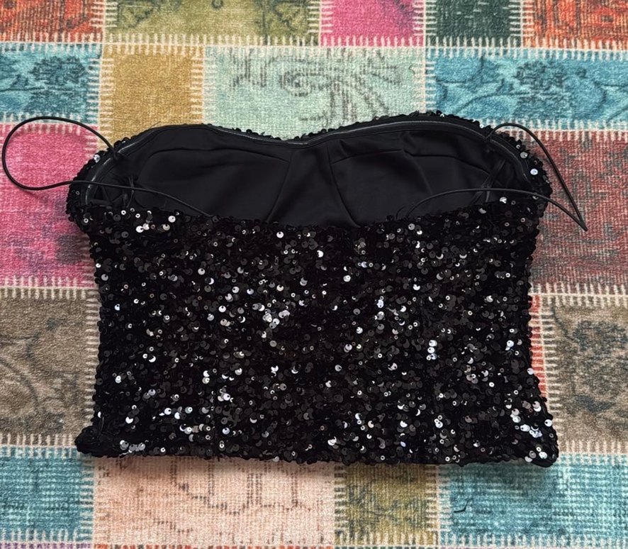 Kadın Siyah Payetli büstiyer - Görsel 2