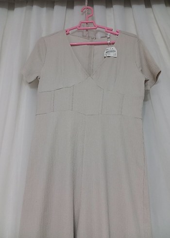 Bohem V Yakalı Uzun Keten Tulum - Görsel 3