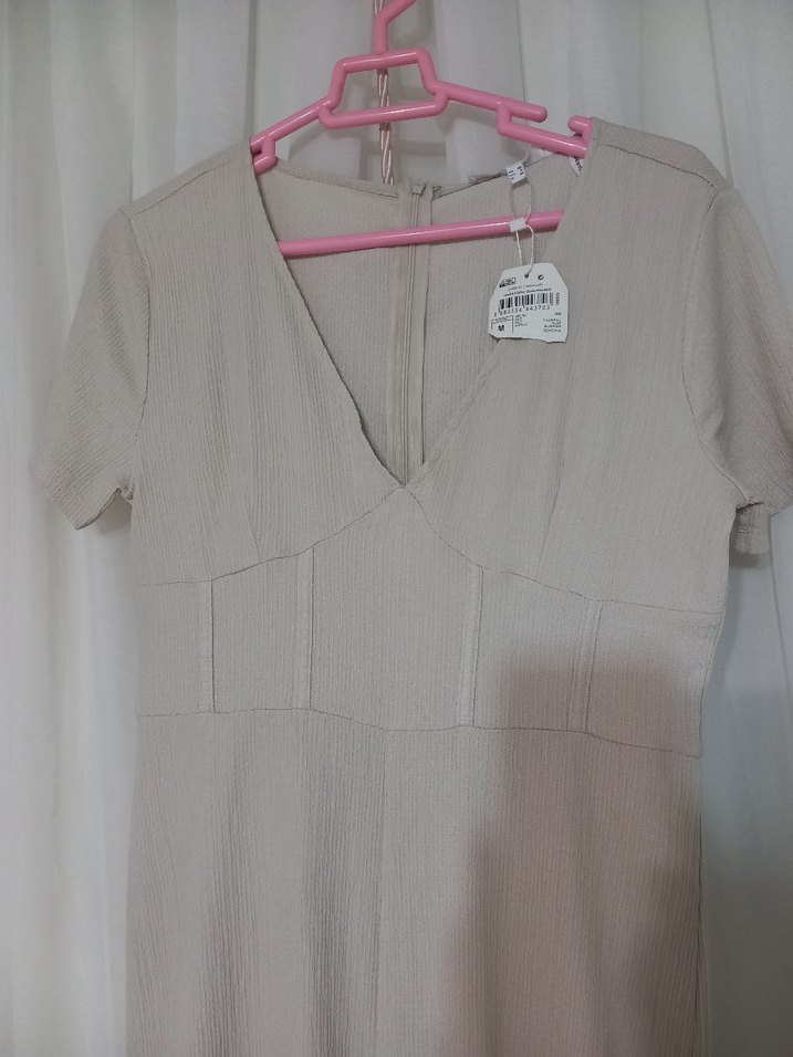 Bohem V Yakalı Uzun Keten Tulum - Görsel 4