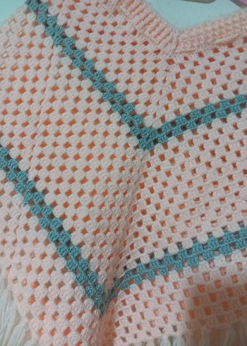 Pembe Kız Çocuk Örgü Panço el emeği - Görsel 4